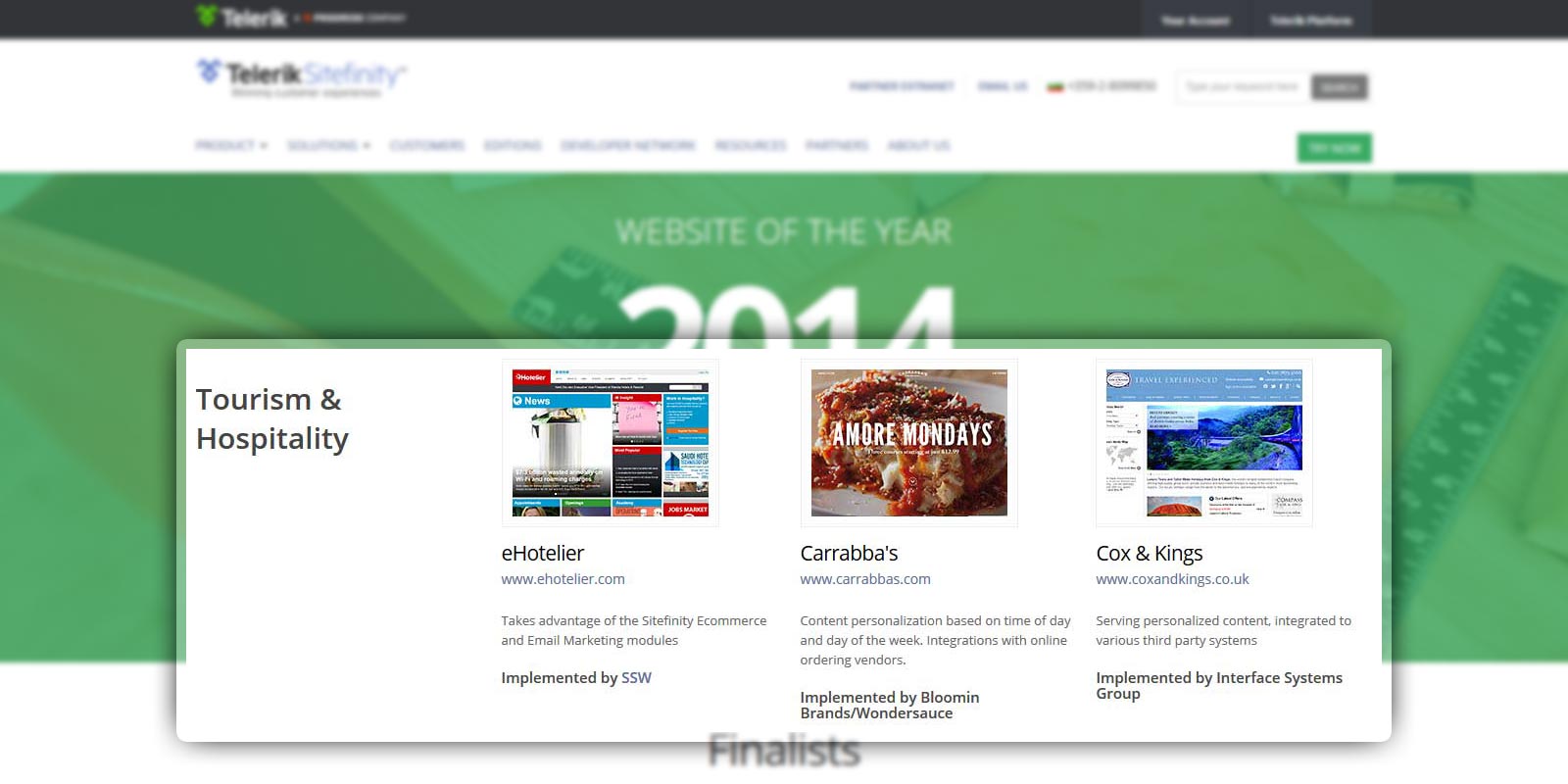 Finalist for website of the year 2014